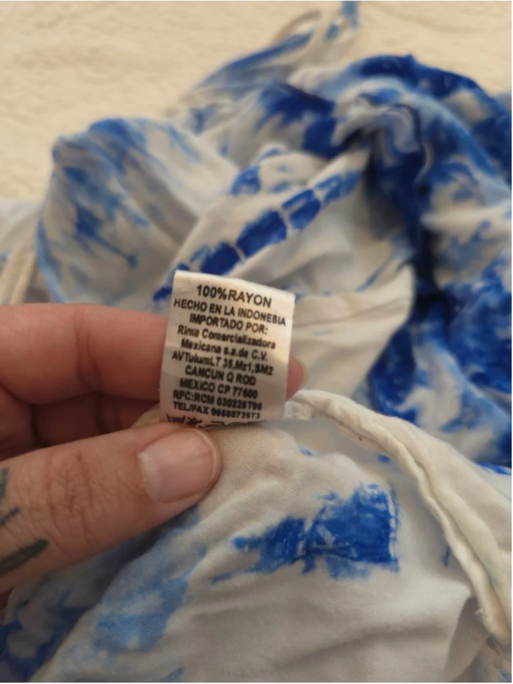 Made In Bali Blue White Tie-Dye Halter Coverup Dress One-size Asymmetrical Hem